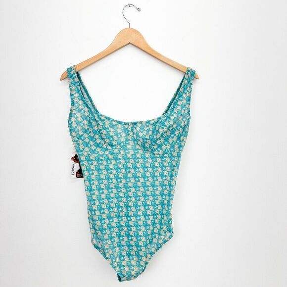 Lifestyles Direct Women’s Tan Through Printed One Piece Scoop Back Underwire Swi - Picture 1 of 9
